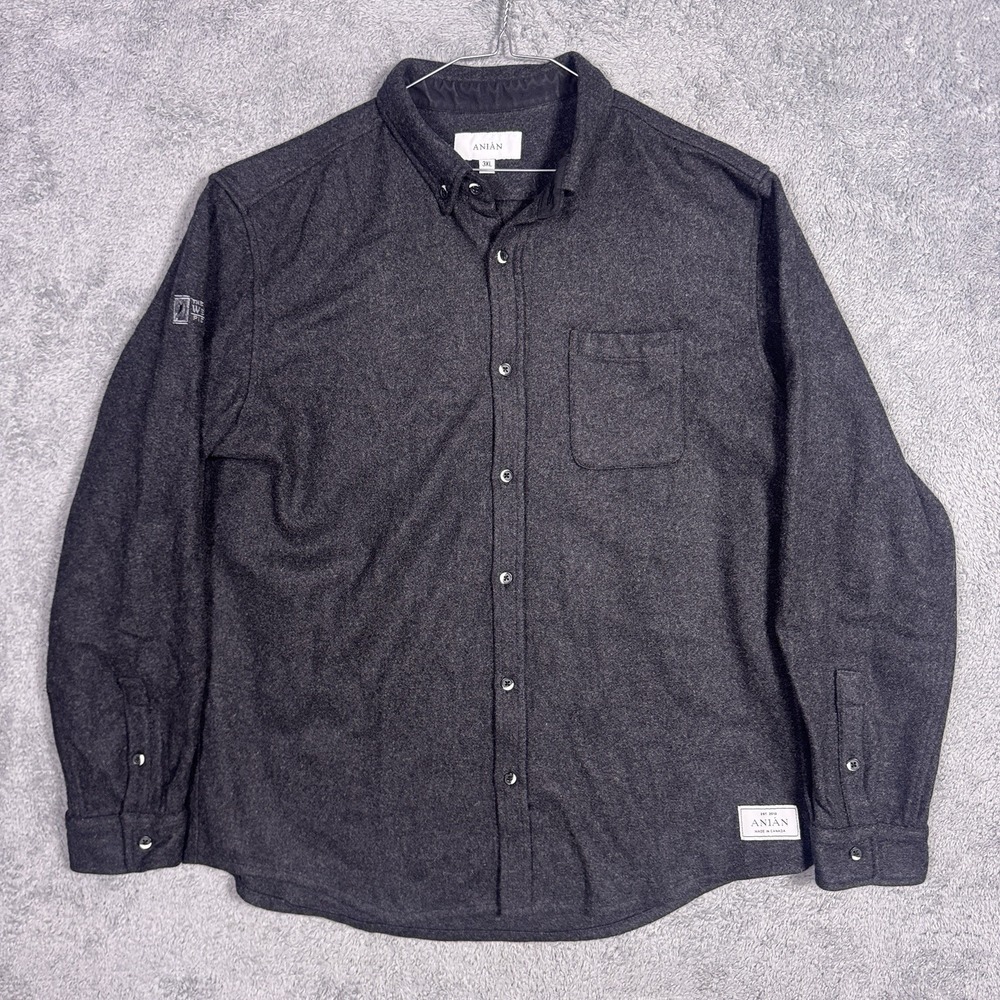 Anian Berlino Wool Shirt Men 3XL Melton Boreal 2025/26 Charcoal West Coast Fish